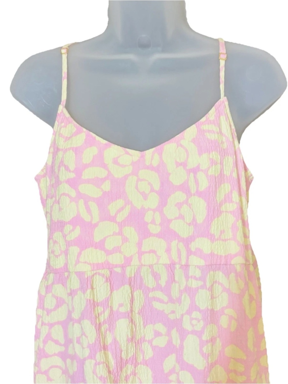 Show Me Your Mumu Caroline Mini Sundress Lemonade Cheetah Pink Yellow Pockets XS - Picture 3 of 11